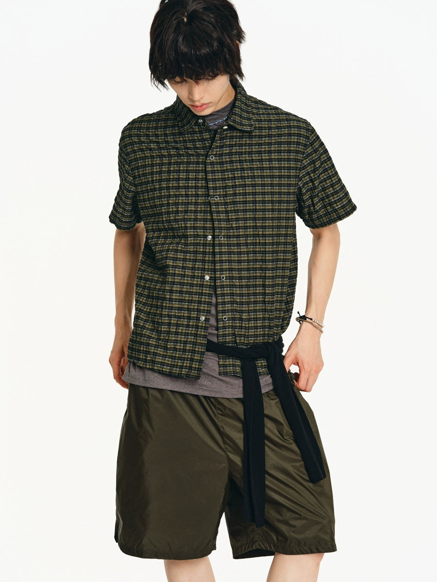 GREEN CHECK SHORT-SLEEVE SHIRT