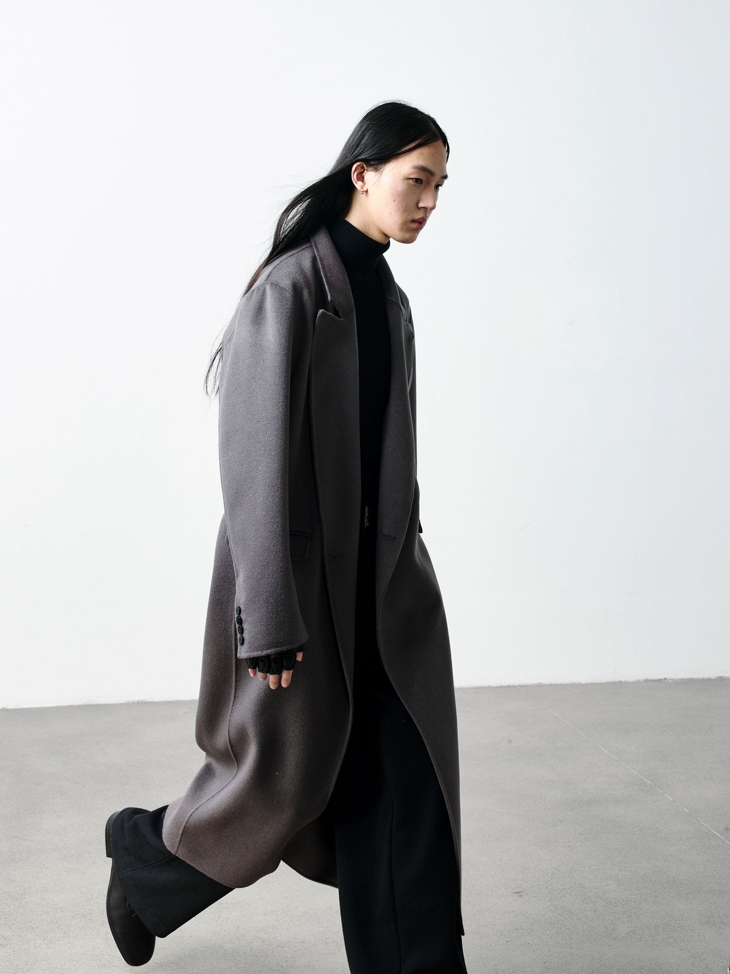 Mercerized Wool Long Coat