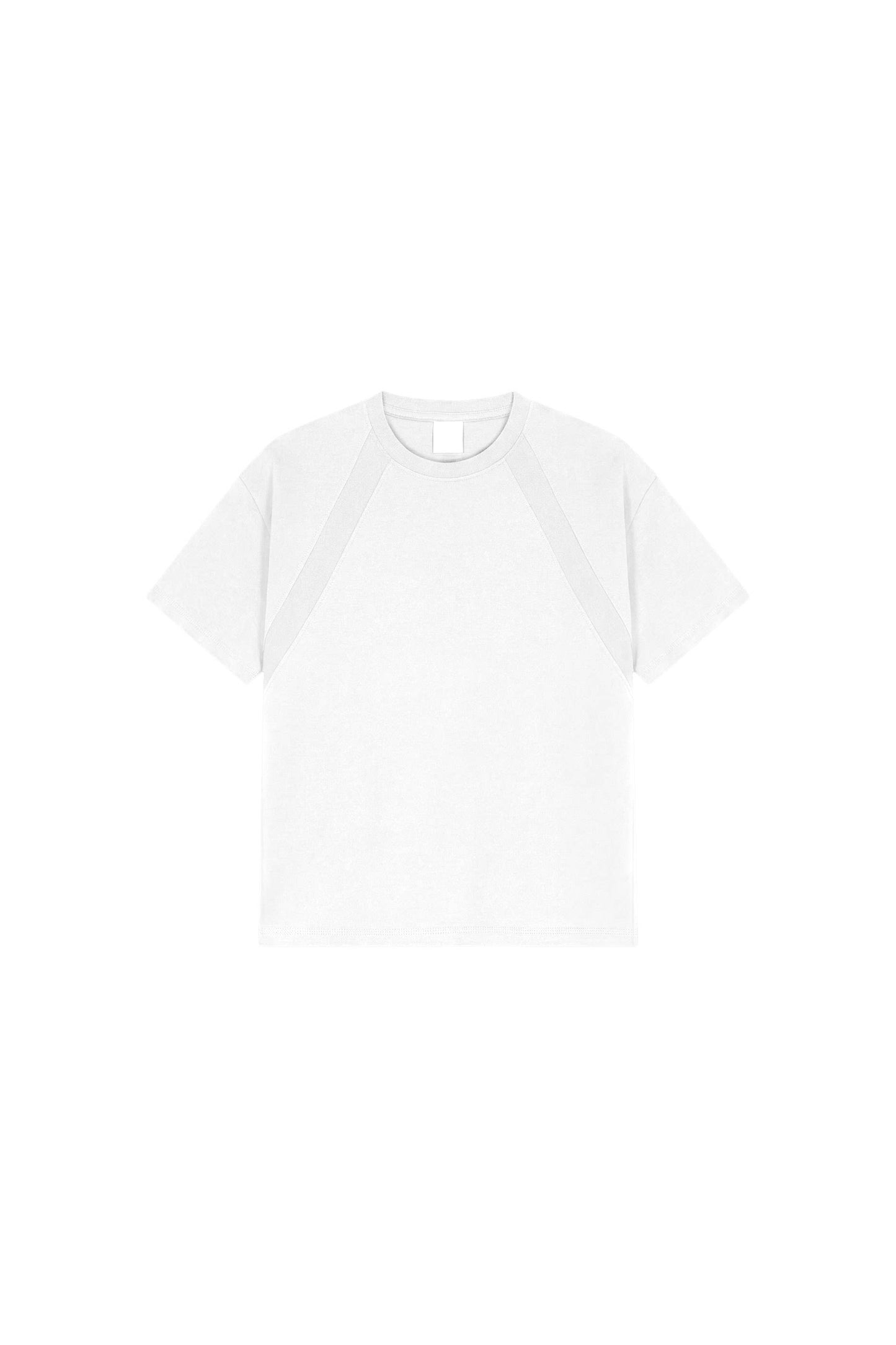 2-line patchwork short-sleeve T-shirt