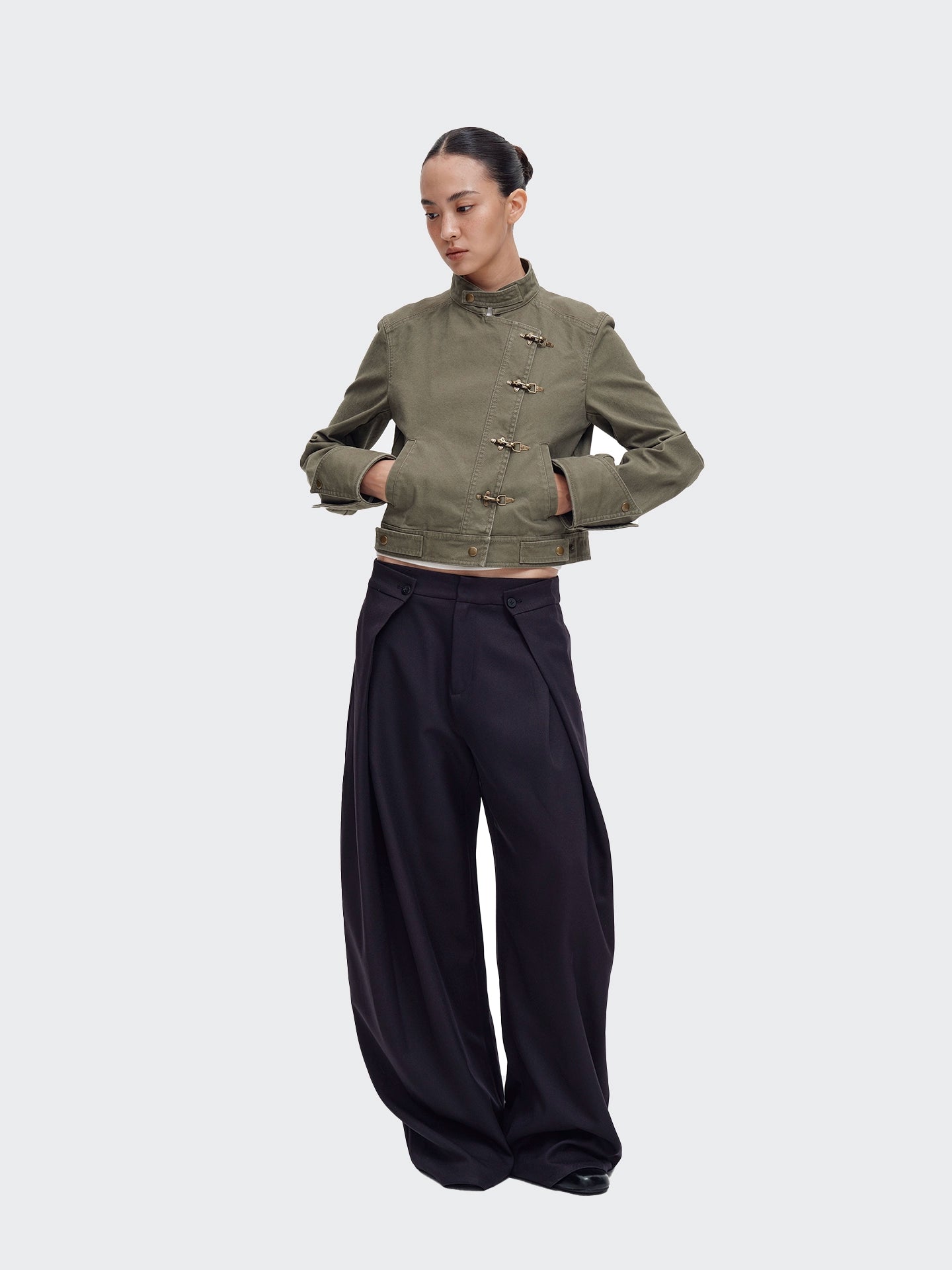 Distressed Vintage Cropped Biker Jacket