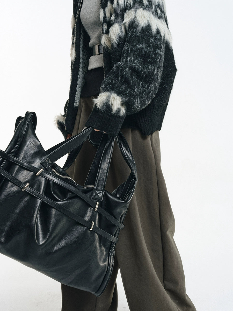 LIMPIDOCULUS TEXTURED PU LEATHER SHOULDER BAG