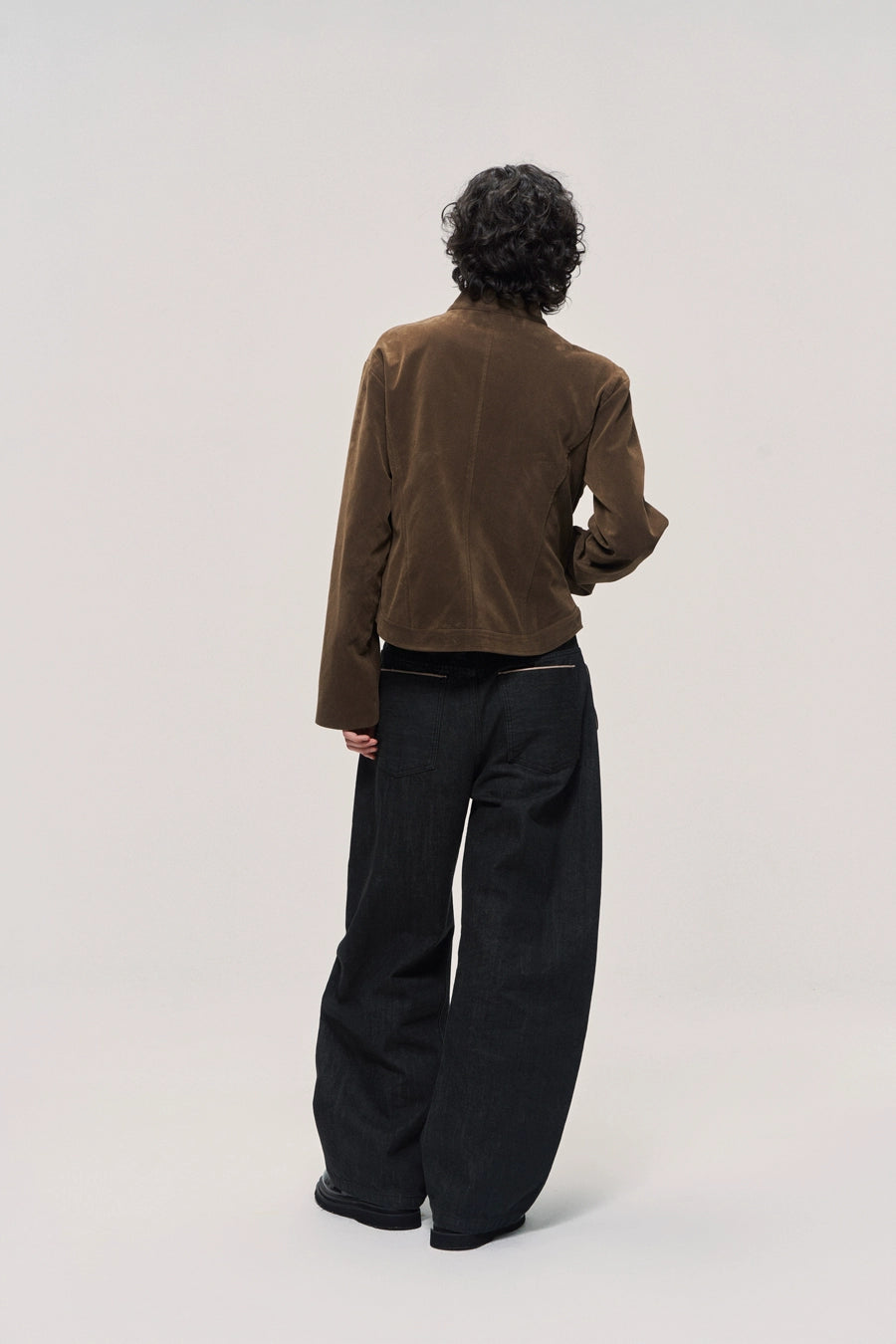 Cow Suede Brown Stand Collar Jacket