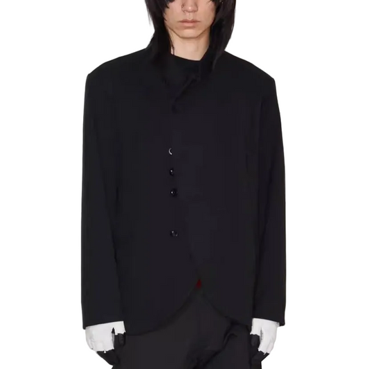 Slanted placket pleated blazer