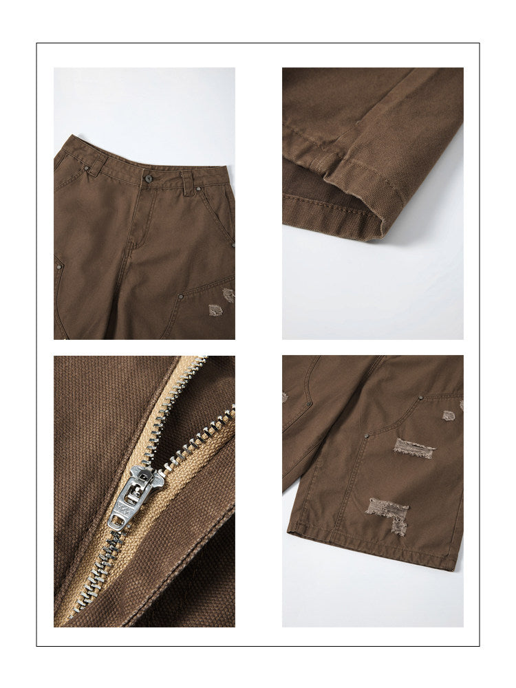 Distressed work shorts