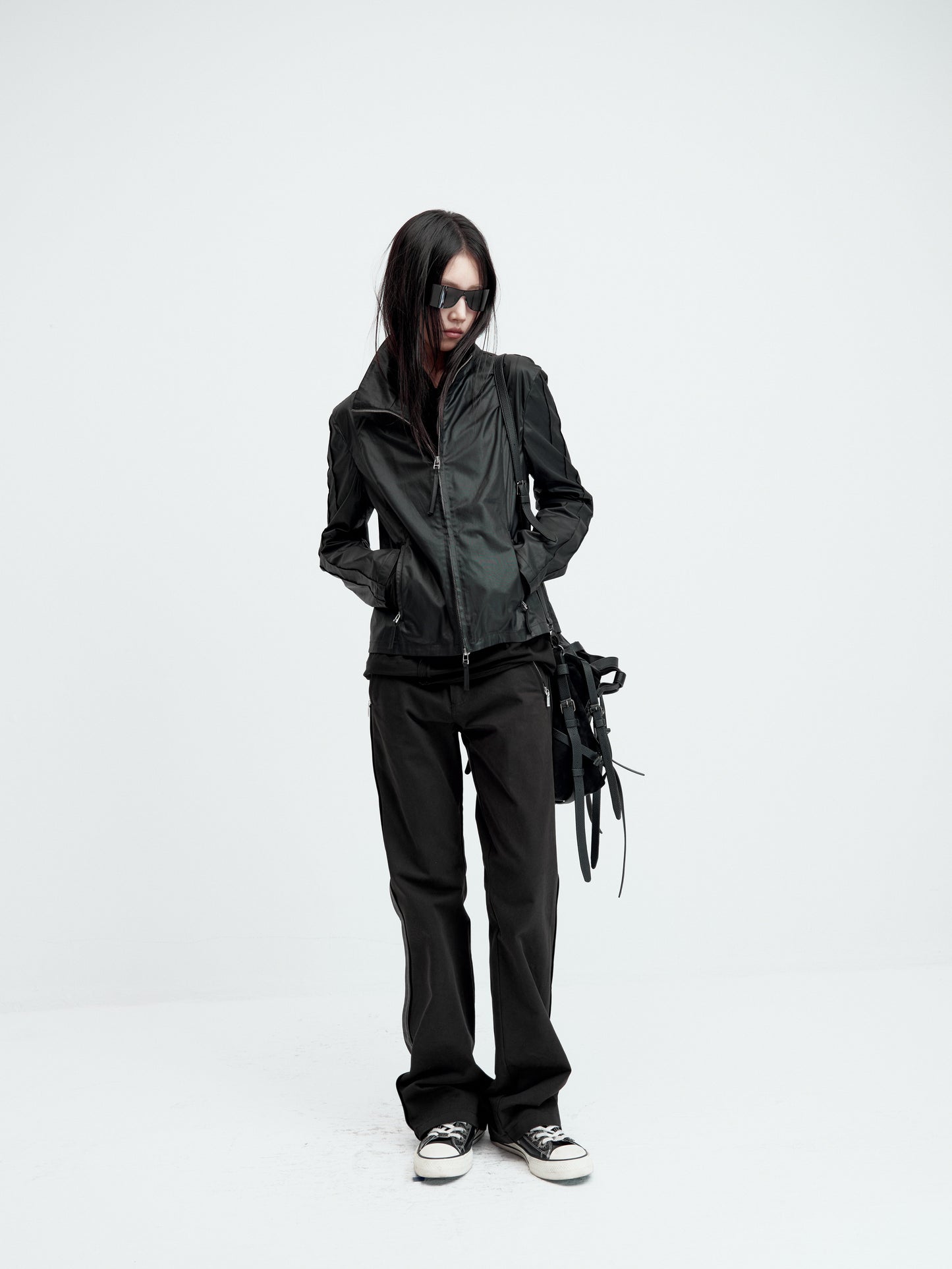 Wax-coated double zipper  jacket