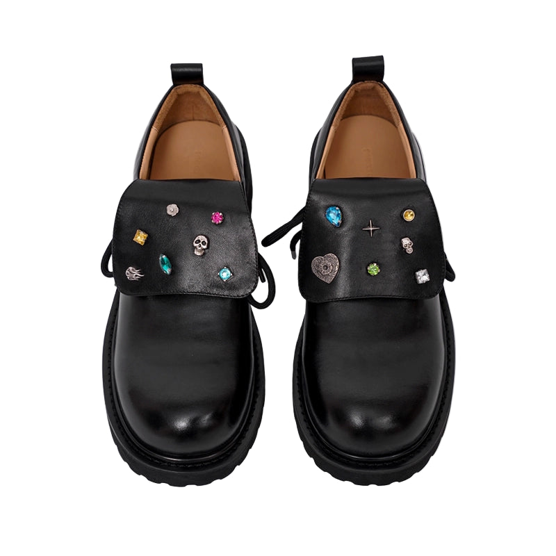 TONGUE FLAP HEIGHTENED COWHIDE DERBY SHOES