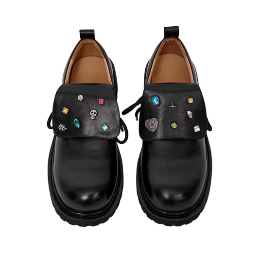 TONGUE FLAP HEIGHTENED COWHIDE DERBY SHOES