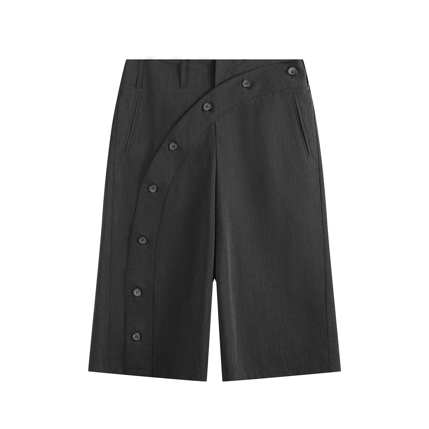 Slanted button 3D Cut Suit Shorts