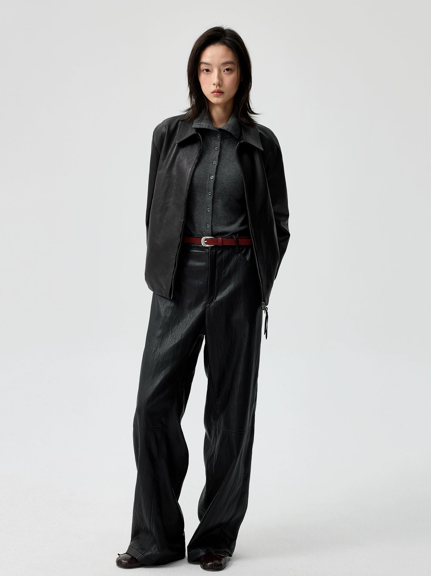 Straight Wire Leather Pants