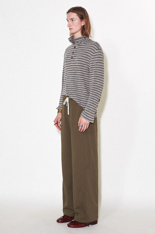 "Sunset Dusk" stand-up collar striped long-sleeved T-shirt