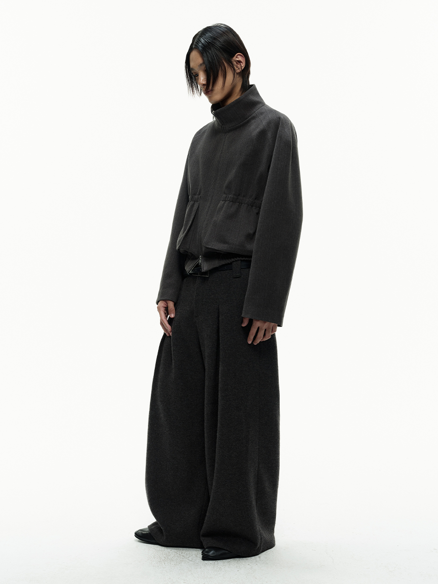 3D pocket raglan stripe jacket