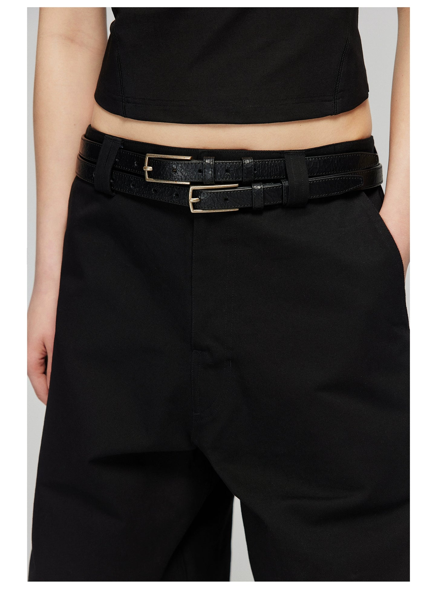 Vintage Versatile Double Strip Cowhide Belt