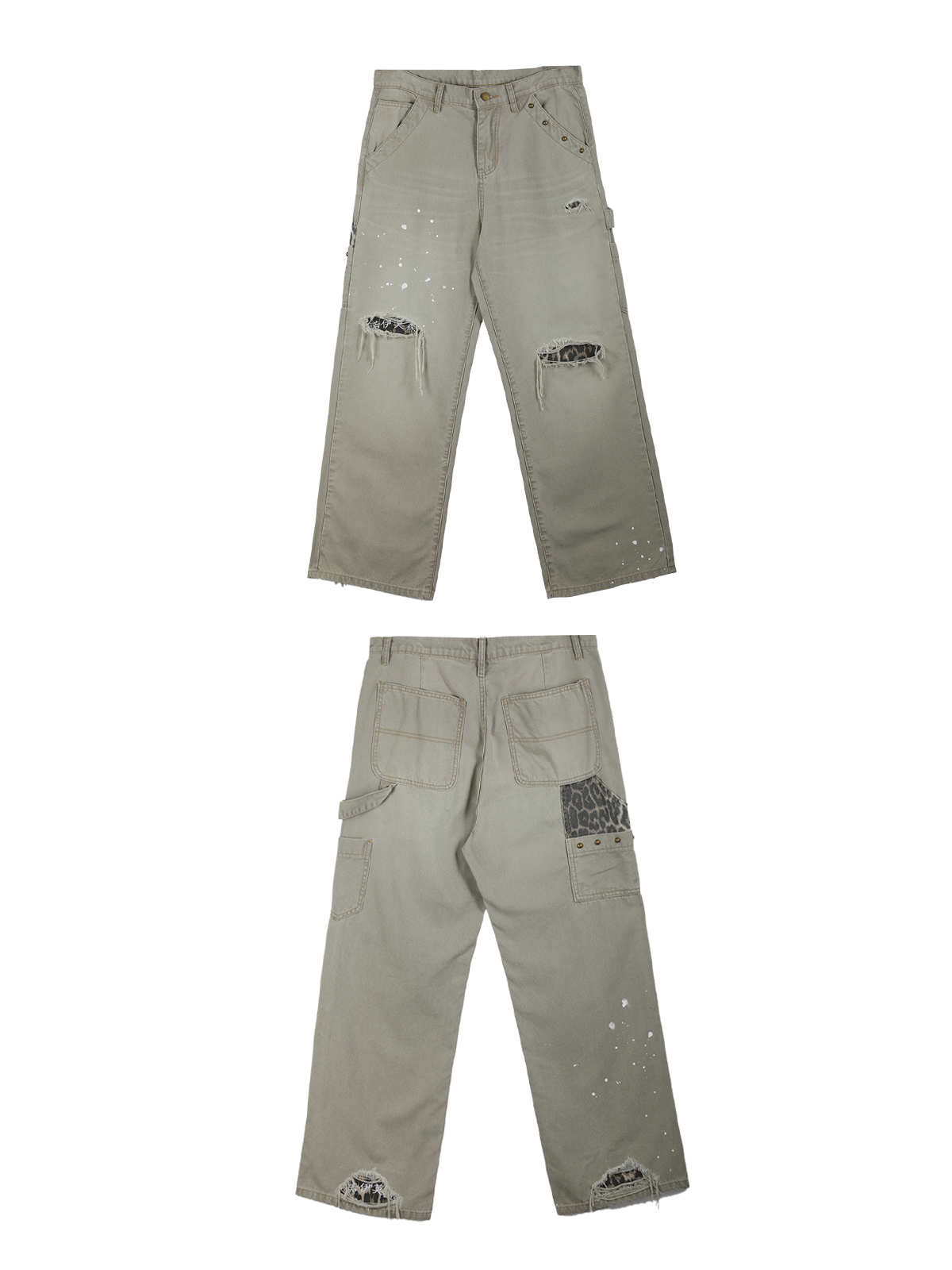 faded studs cargo jeans
