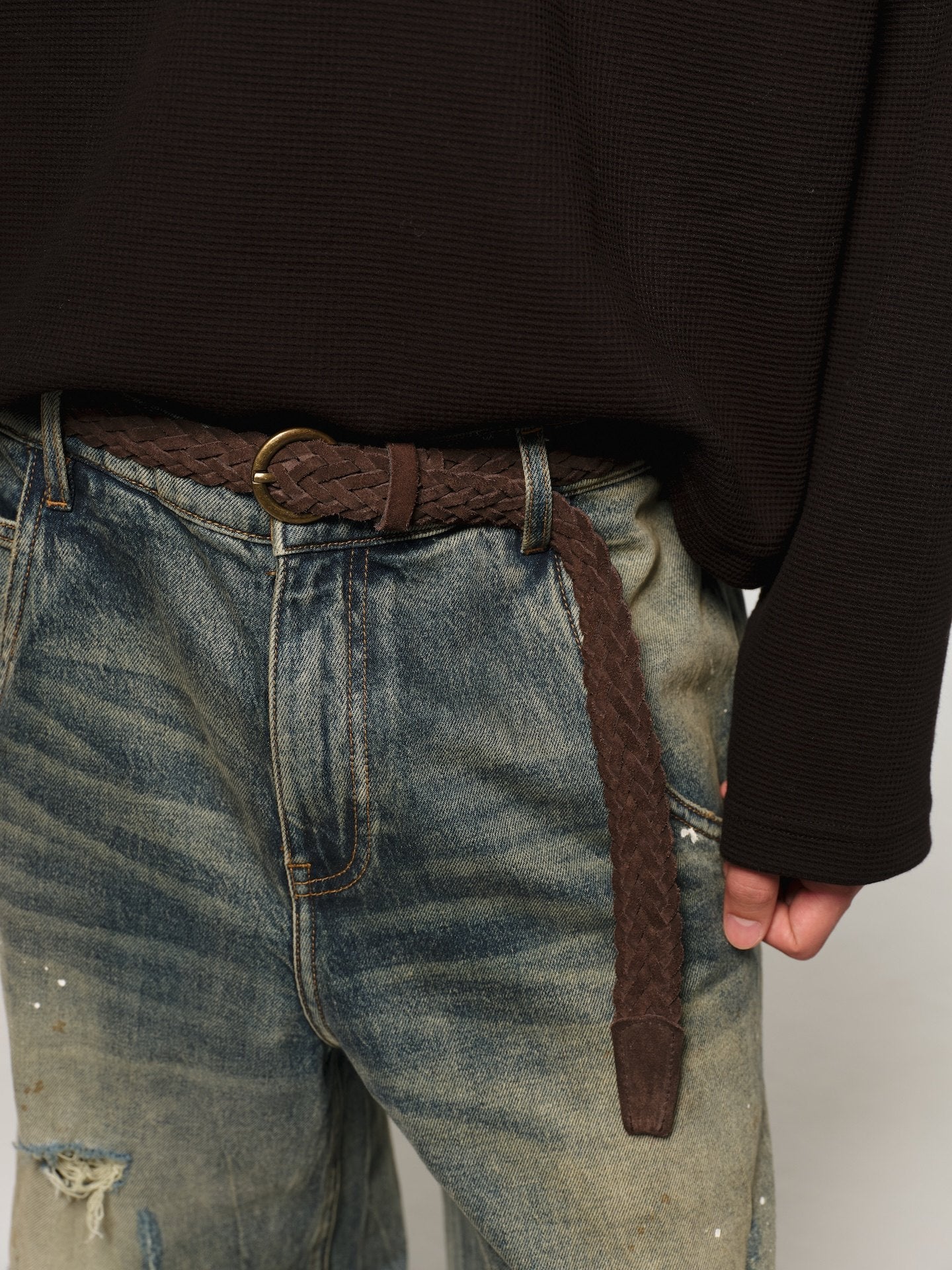 Straight Wash Dirty Ripped Jeans