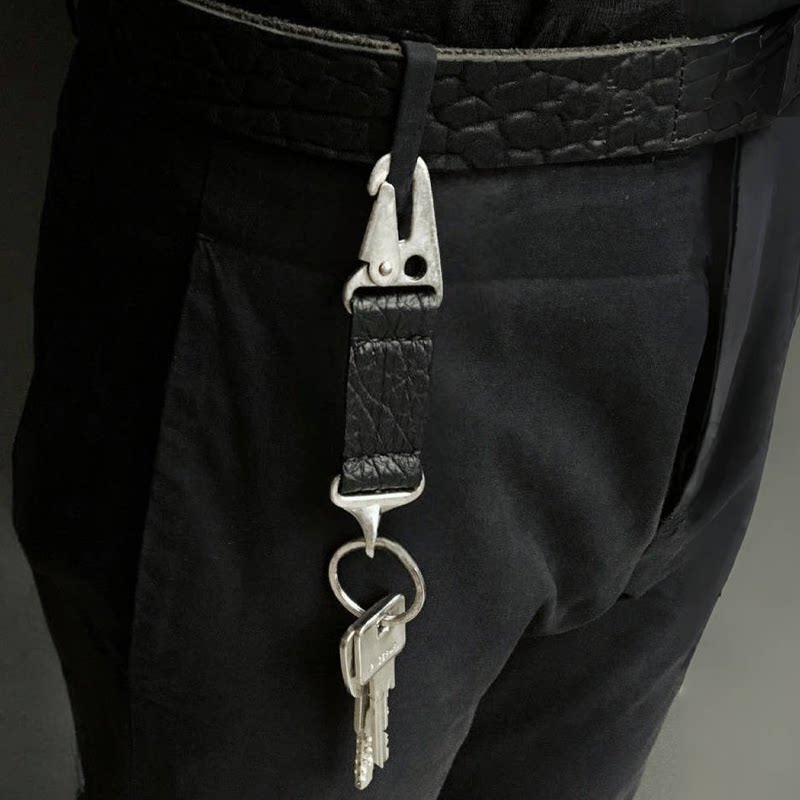 Artisans hand-sewn cow leather keychain