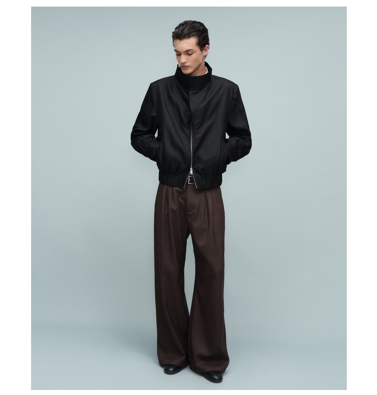 Asymmetrical slang zipper pilot jacket