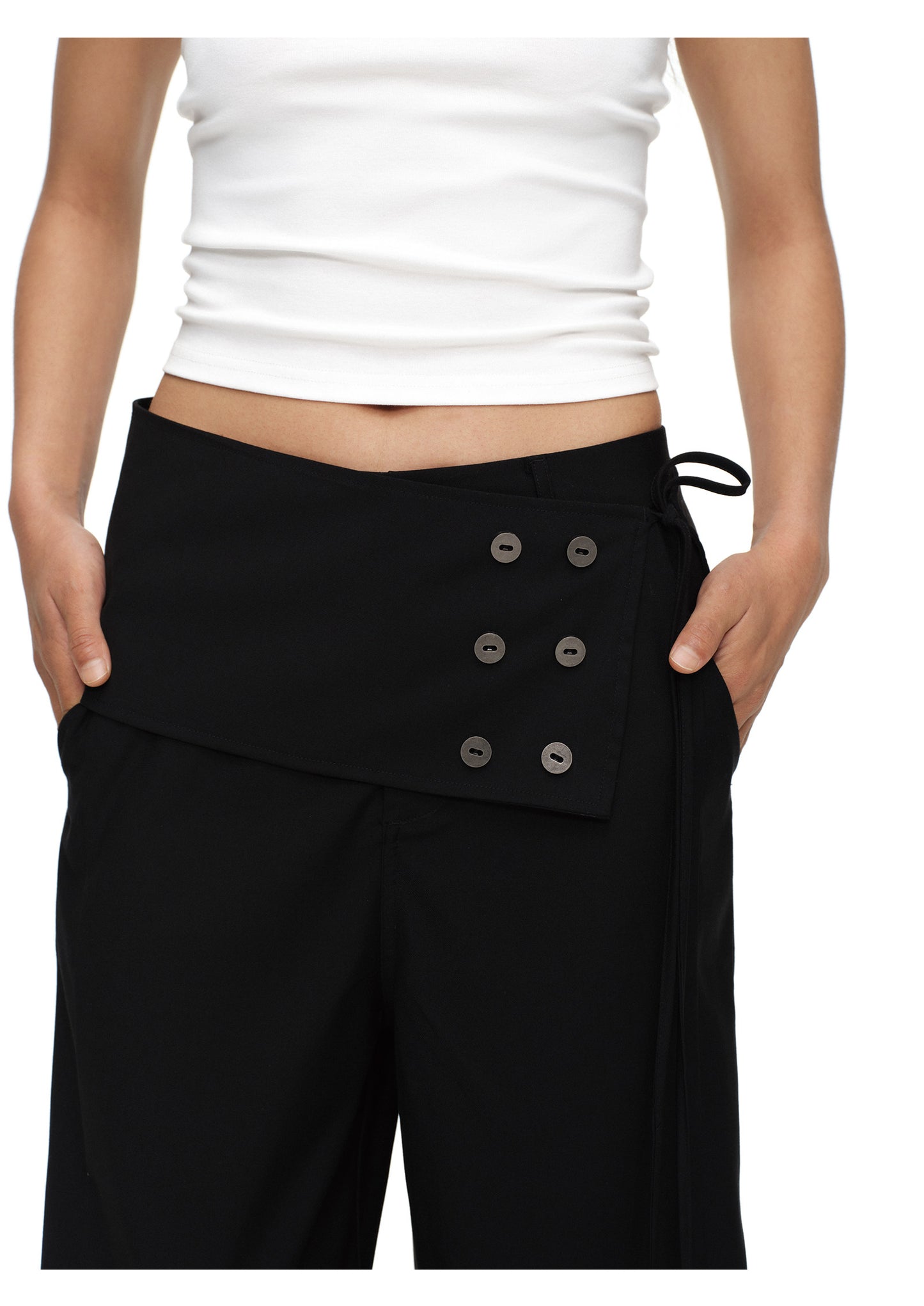 Button-down straight trousers