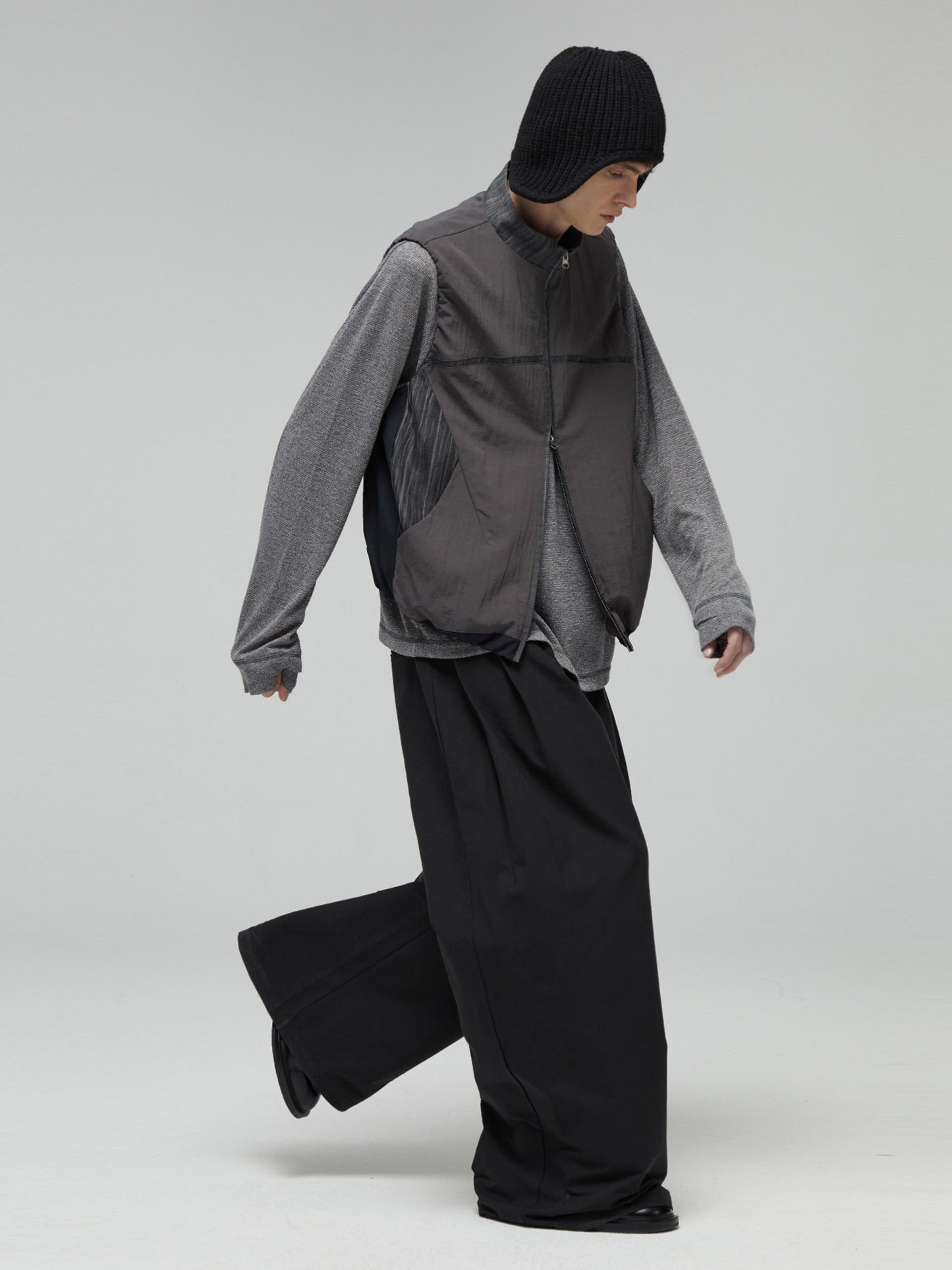 Panelled Stand-Collar Vest