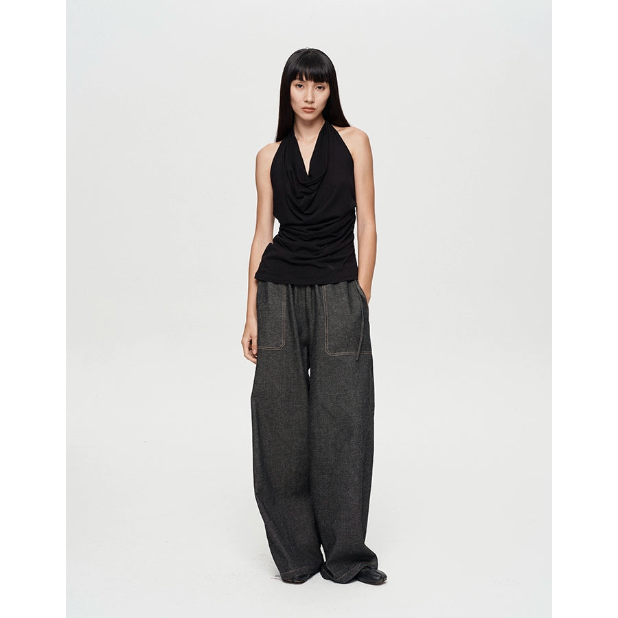 Linen Wide Leg Straight Trouser