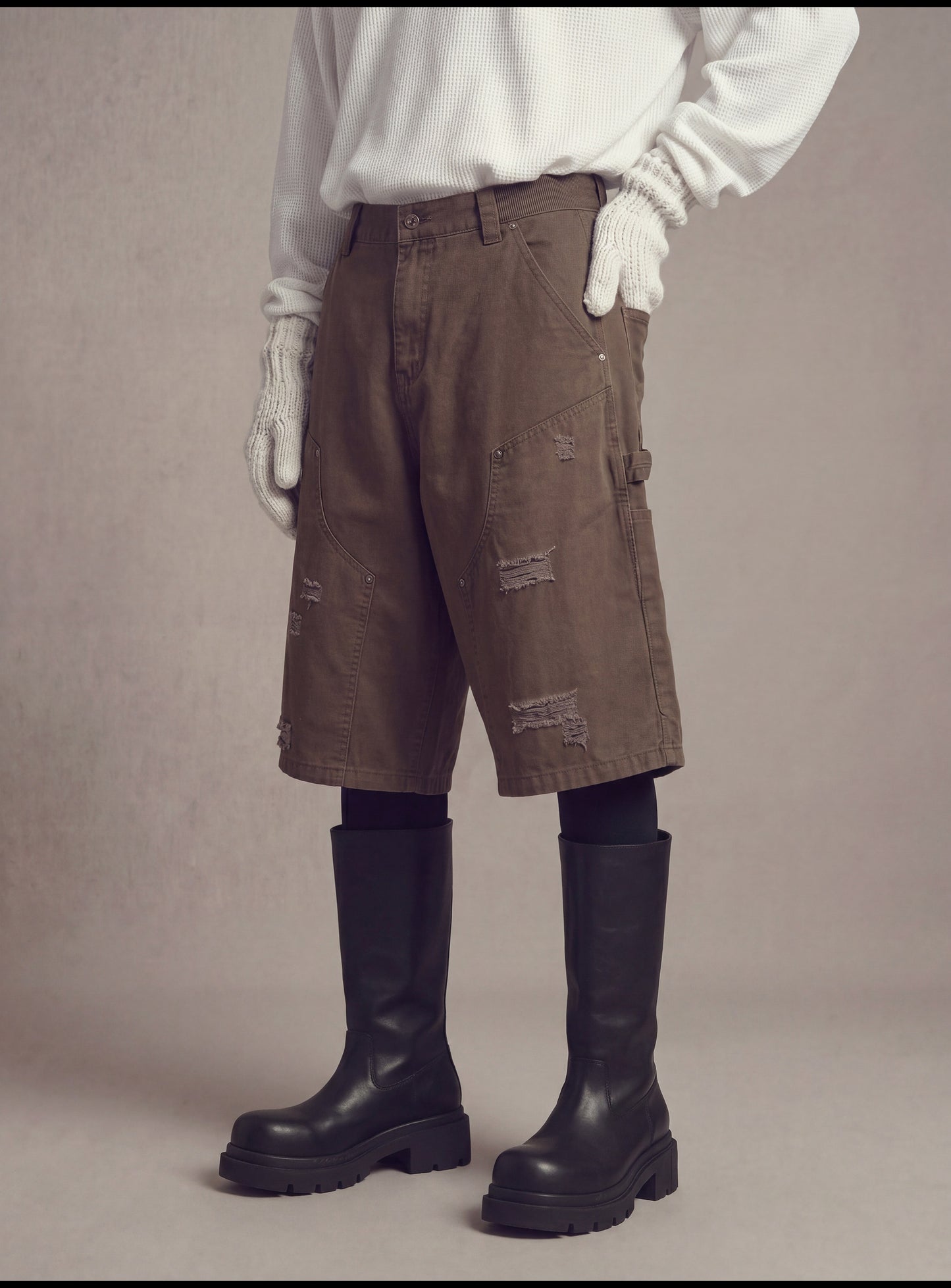 Distressed work shorts