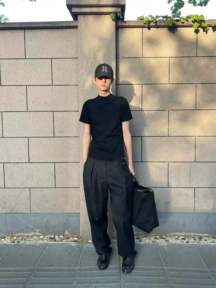 Jump neck knit T-shirt