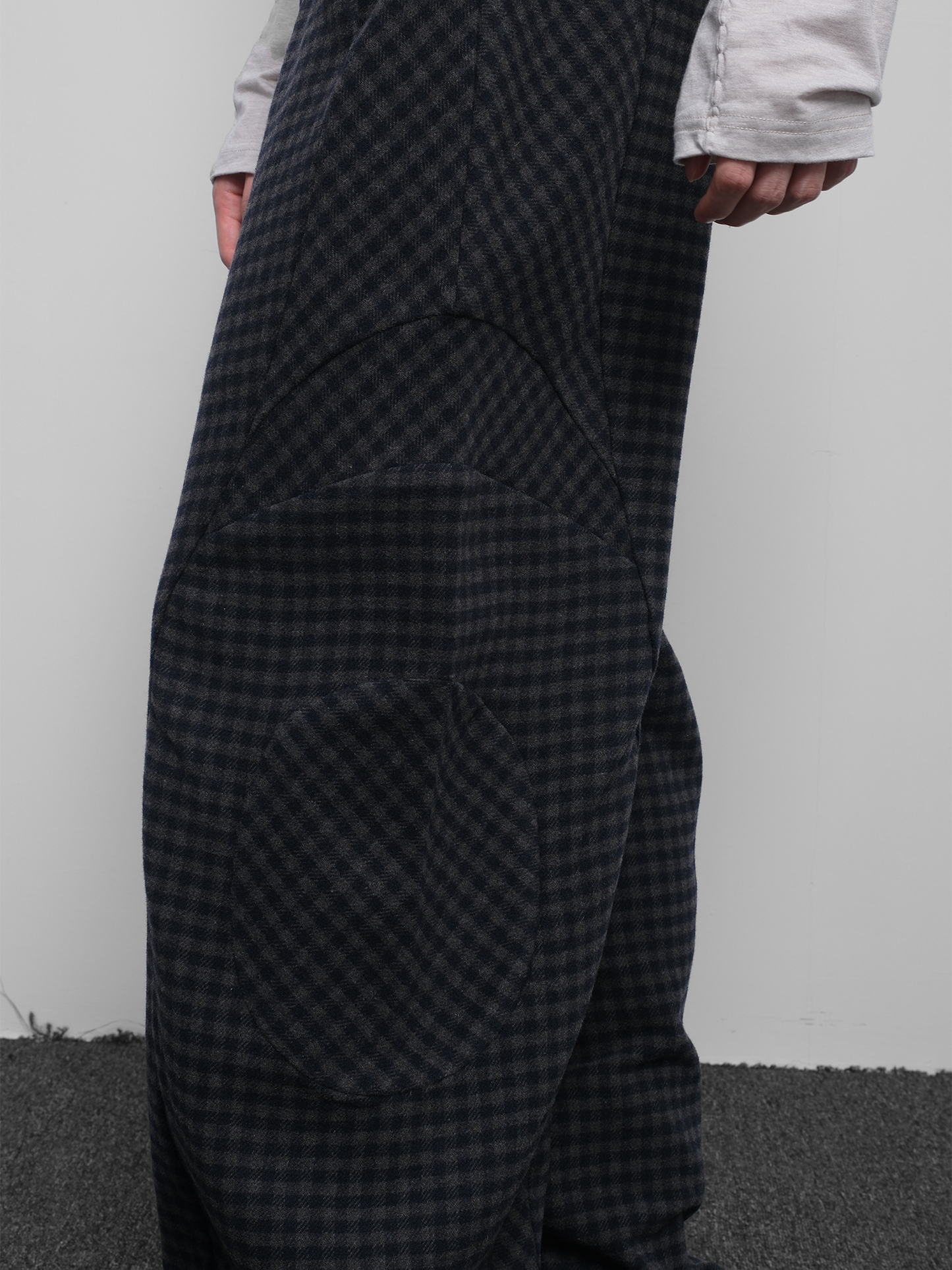 Wool Plaid Wide Leg Pants