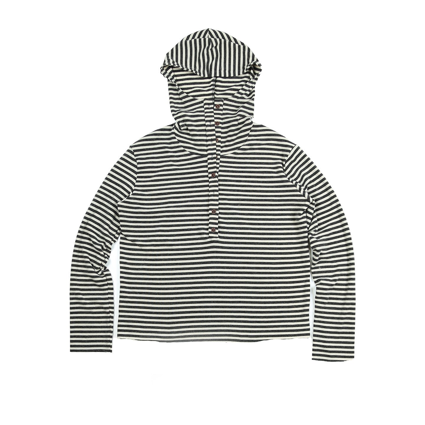 Striped polo hooded long sleeve T-shirt
