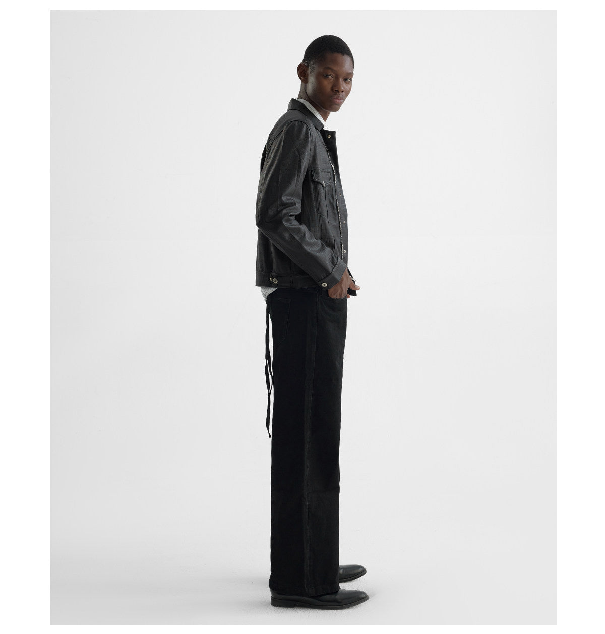 Short Motorcycle Coated Jacket