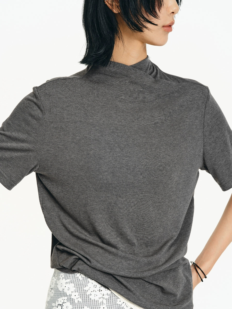 DIAGONAL TURTLENECK SHORT SLEEVE T-SHIRT