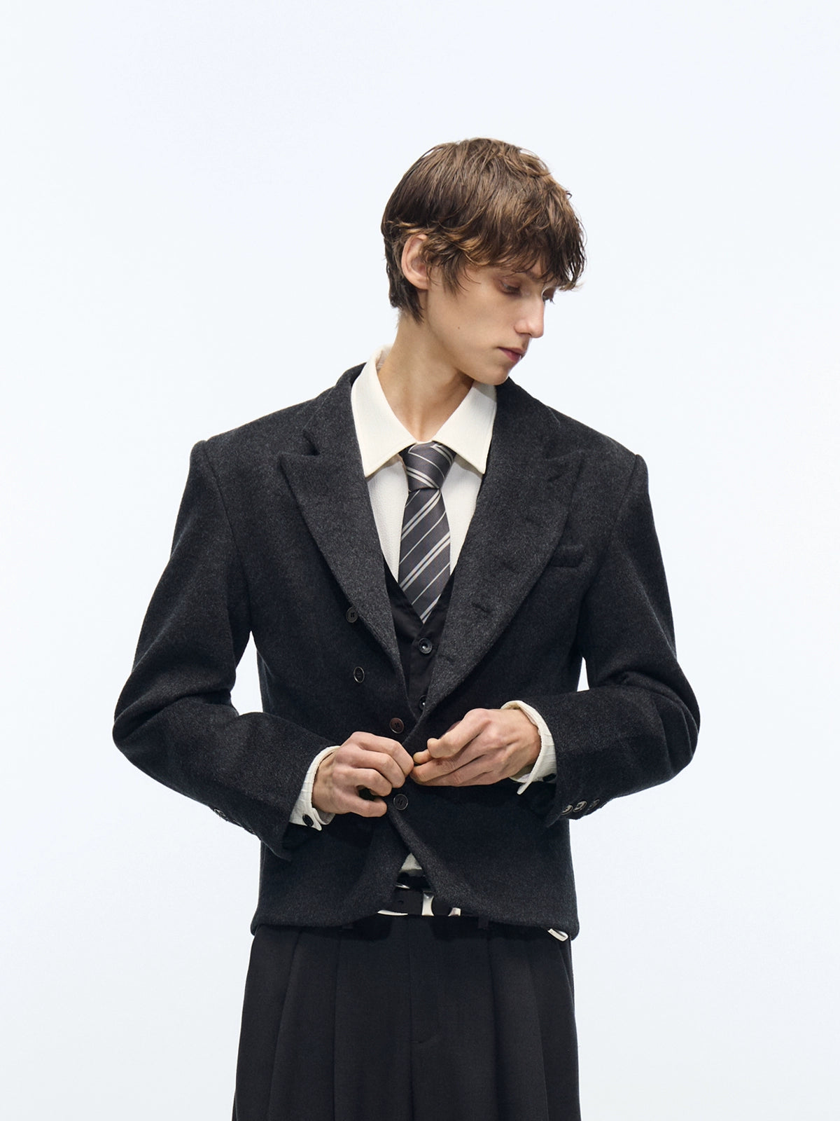 "Vene" Italian stand collar sheep wool jacket