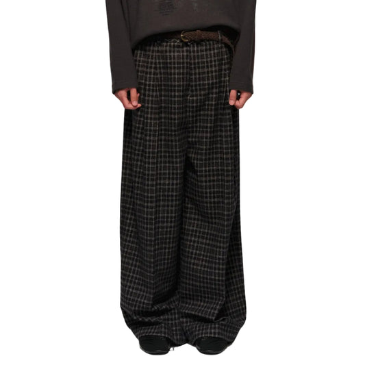 Plaid Wool Wide-Leg Pants