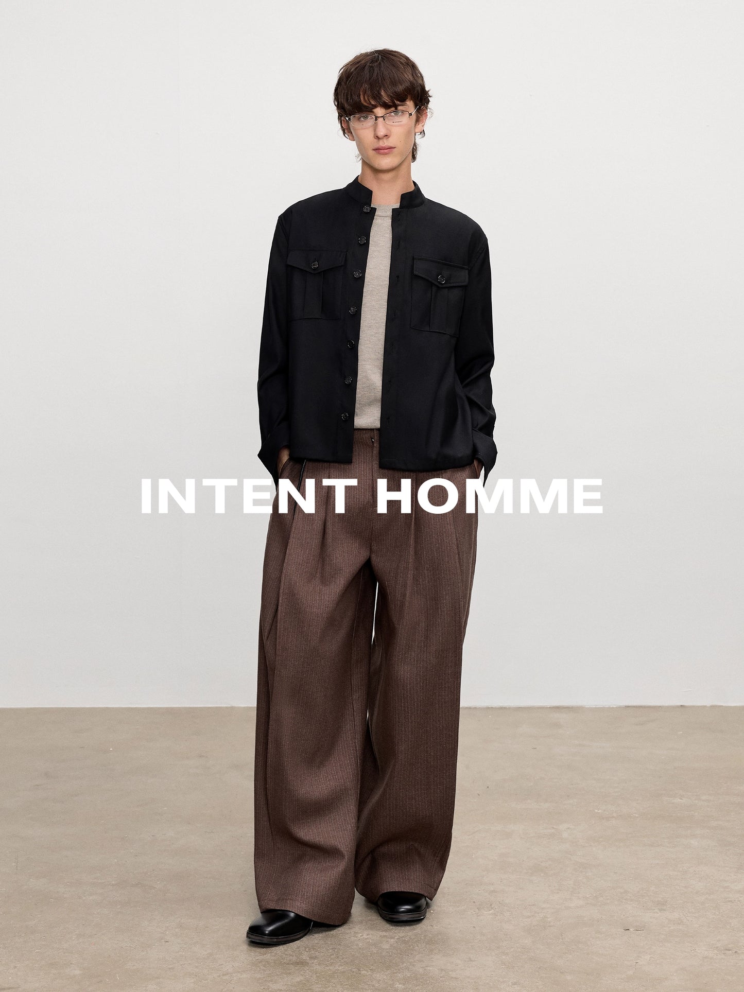 Stand Collar Anti-Wrinkle Long Sleeve Shirt