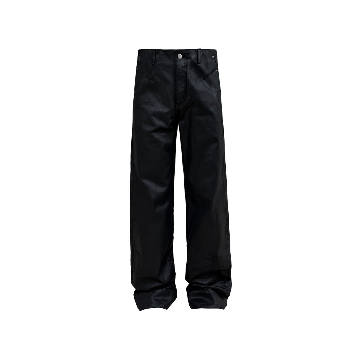 Waxed Straight-leg slim-fit jeans