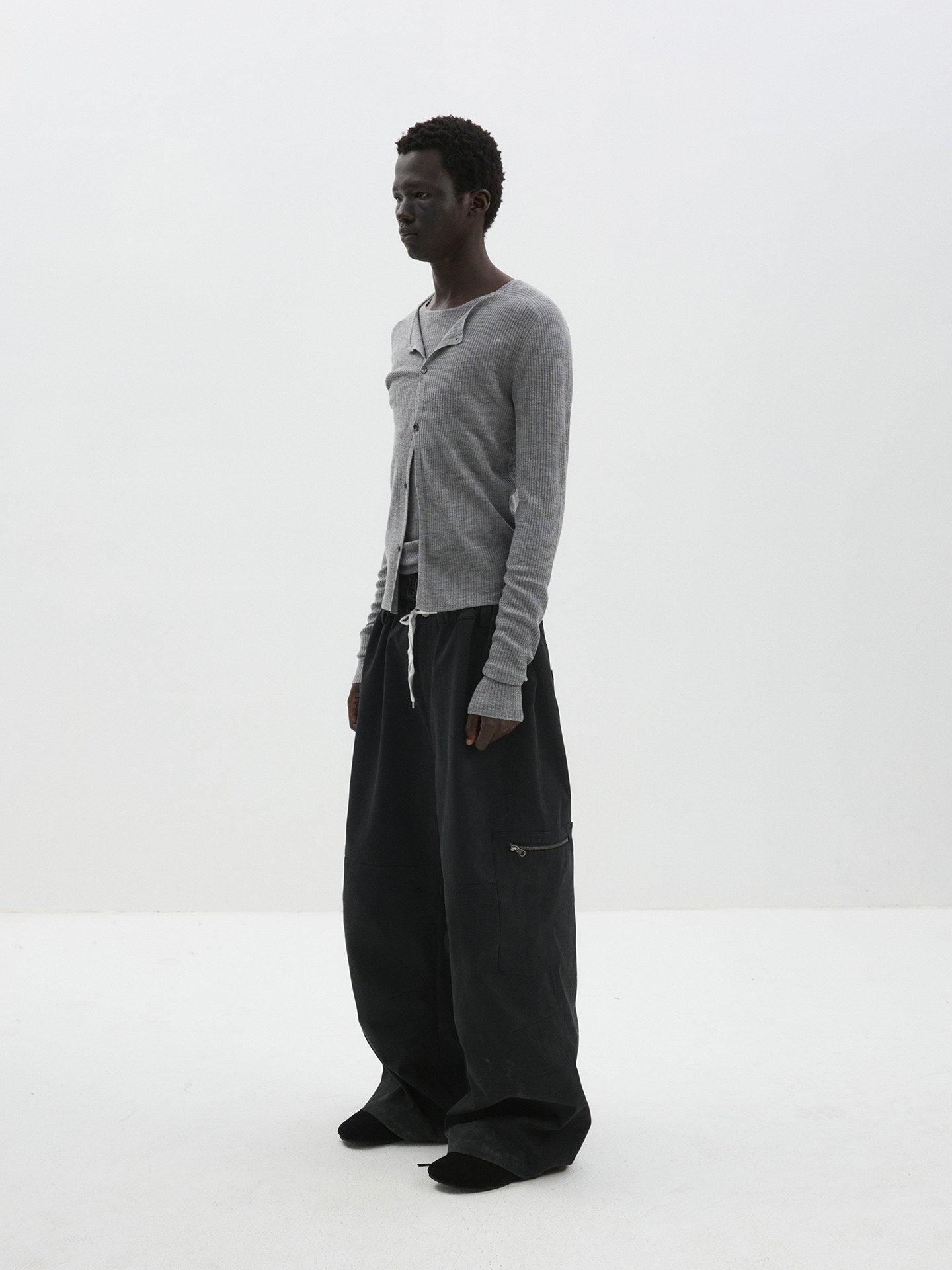 Layered crew neck long sleeve T-shirt