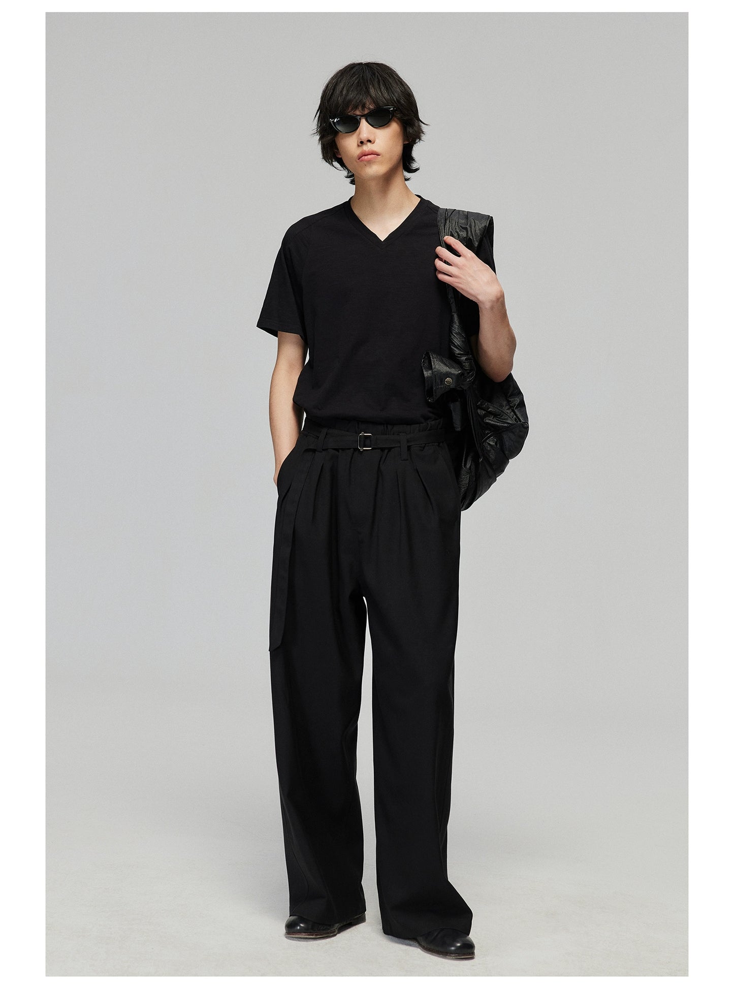 Waistband straight-leg trousers