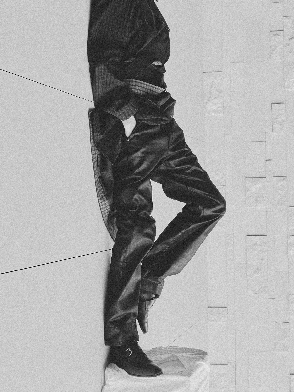Waxed Straight-leg slim-fit jeans