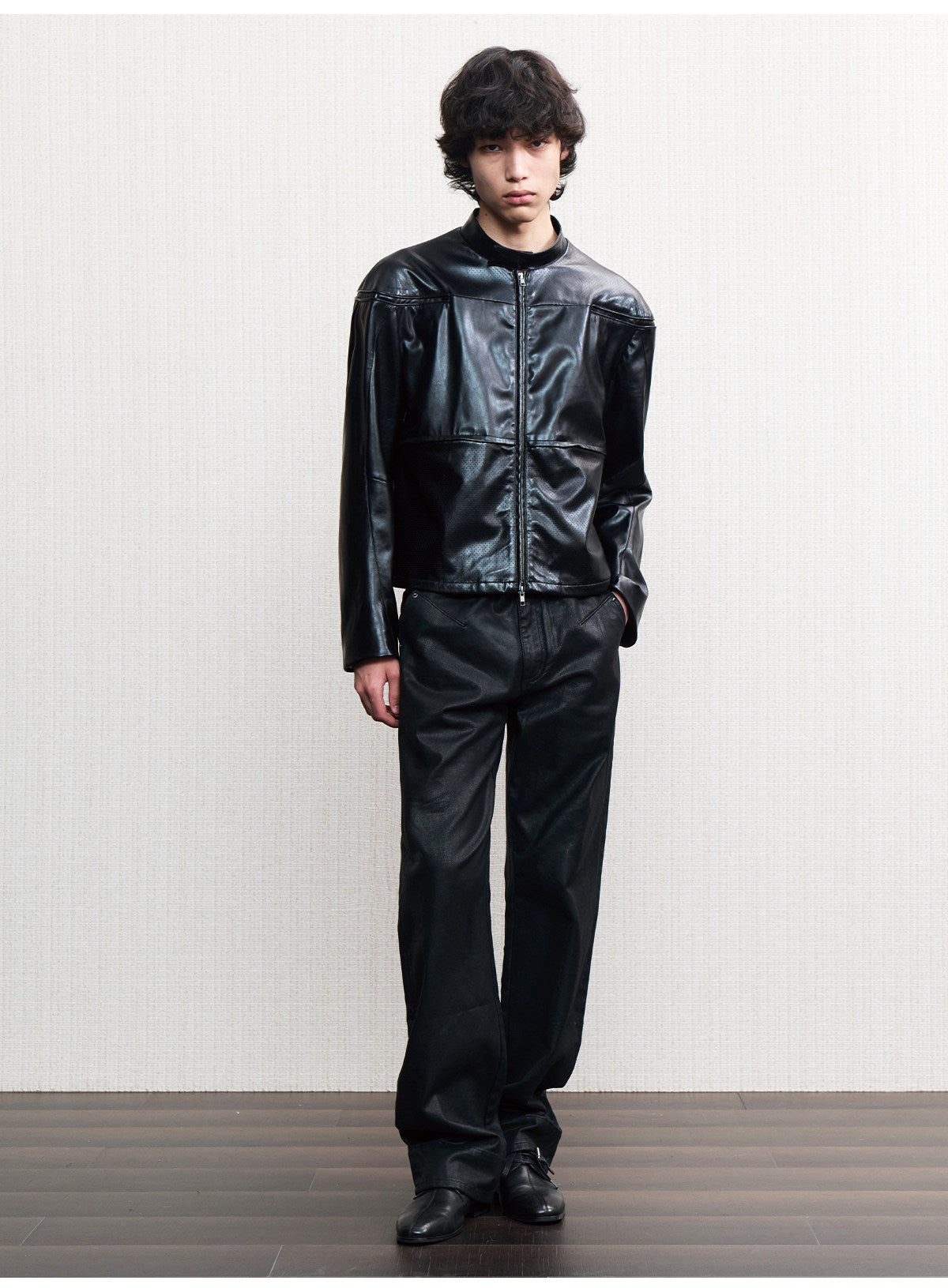 Mesh leather jacket