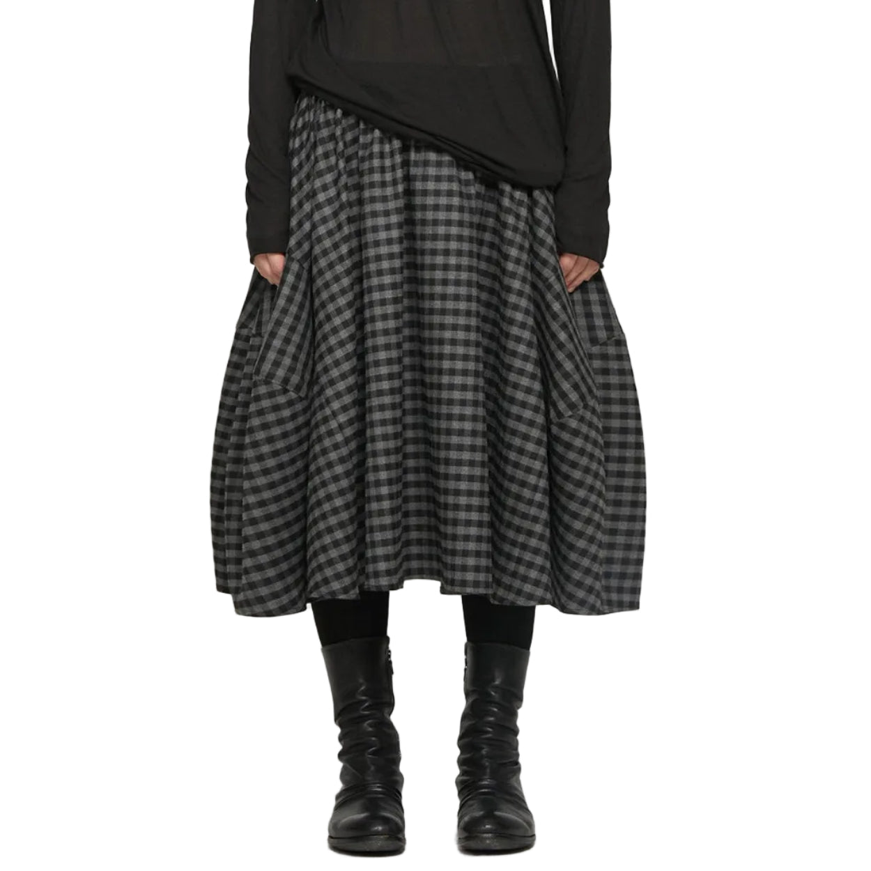 Layered pin-checked skirt
