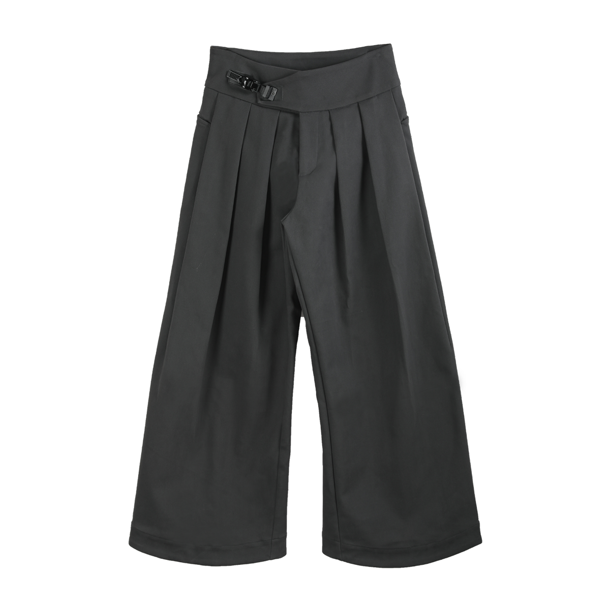Slide buckle wide-leg trousers