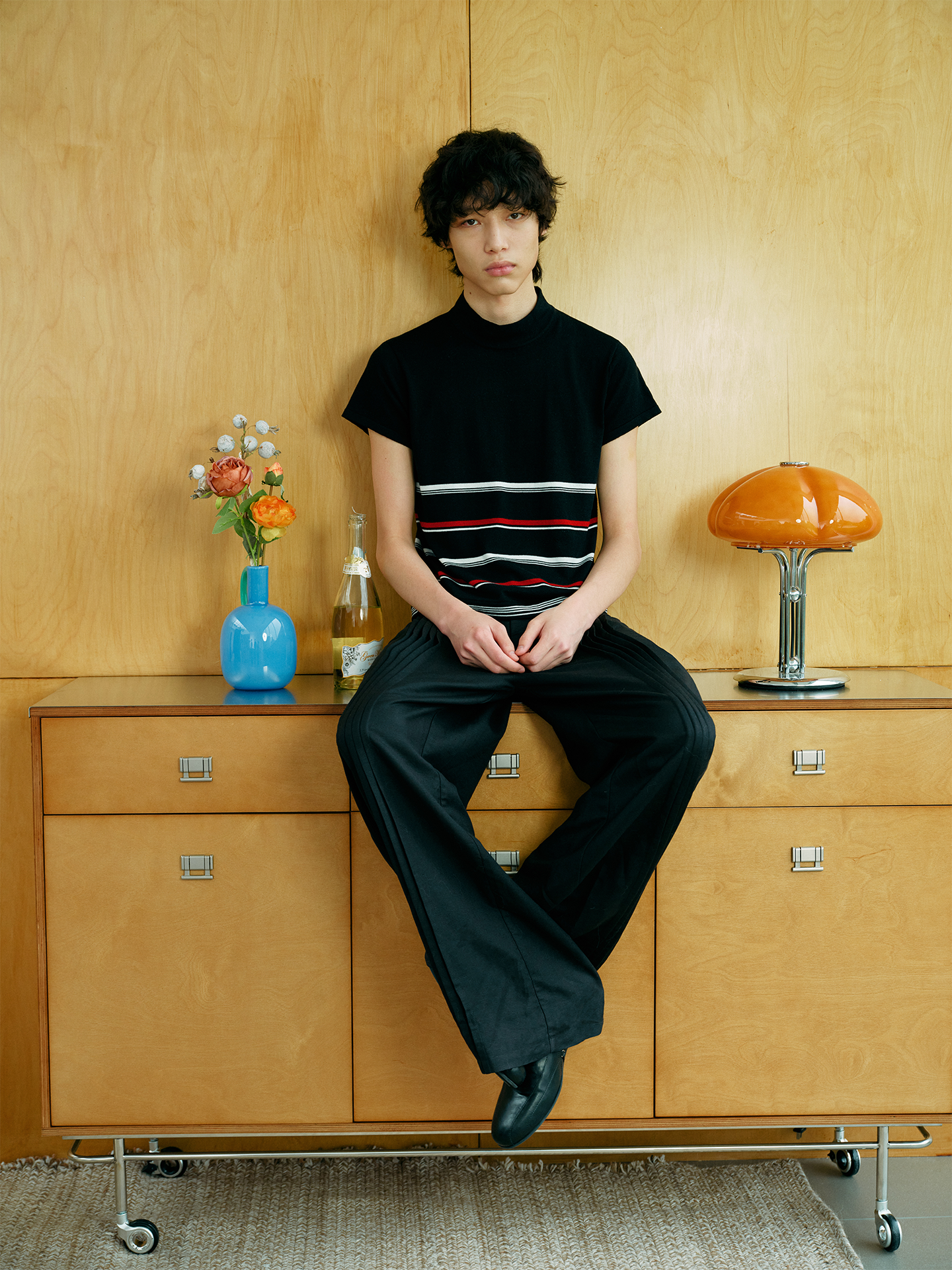 Accordion pleated linen pants