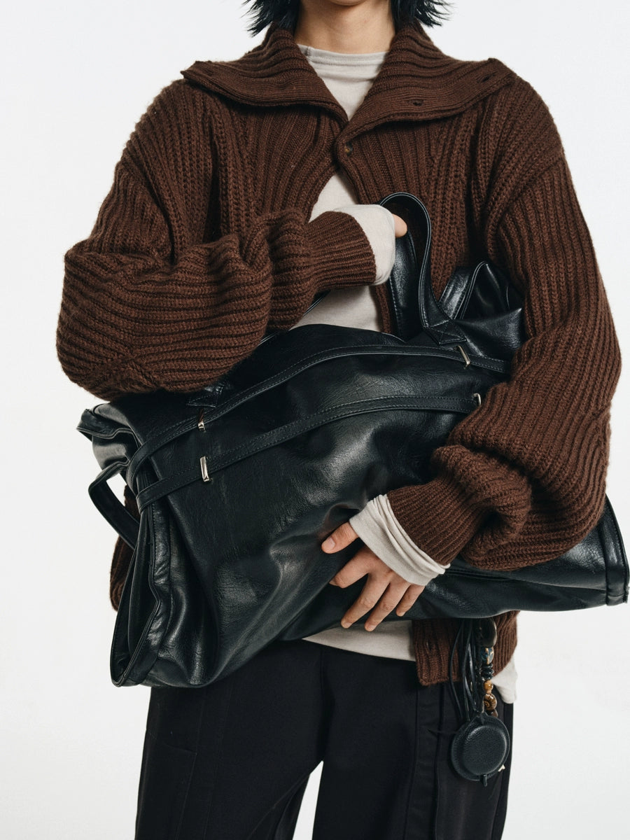 LIMPIDOCULUS TEXTURED PU LEATHER SHOULDER BAG