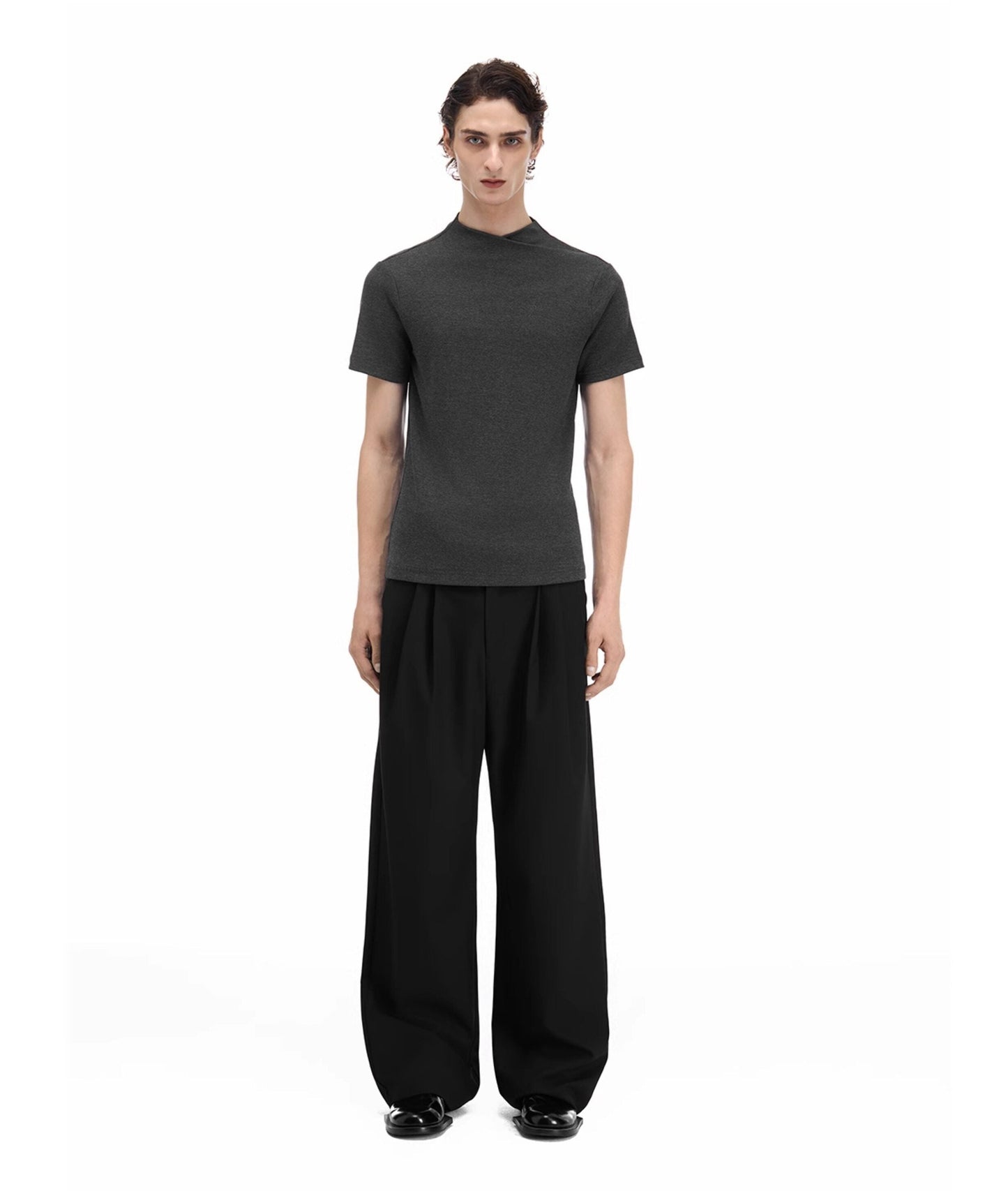 Jump neck knit T-shirt