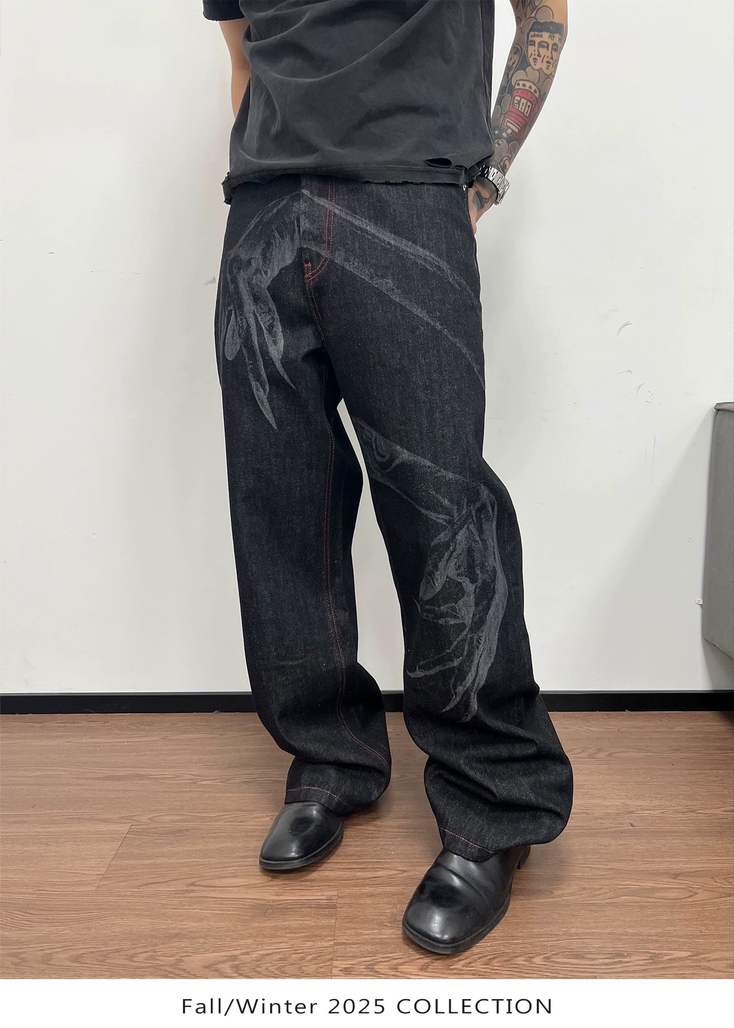 "GHOST HAND" DEVORÉ Straight Denim