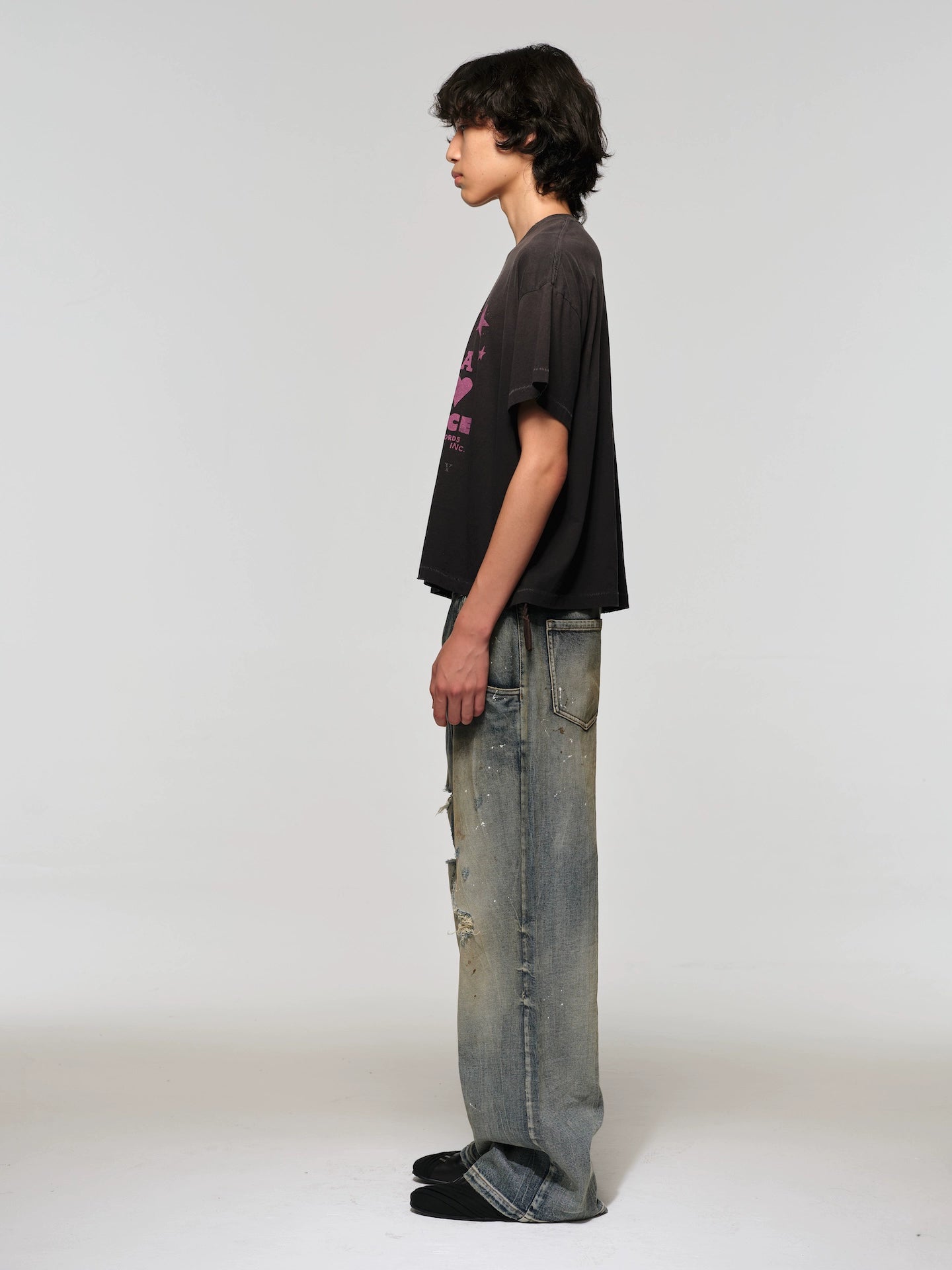 Straight Wash Dirty Ripped Jeans