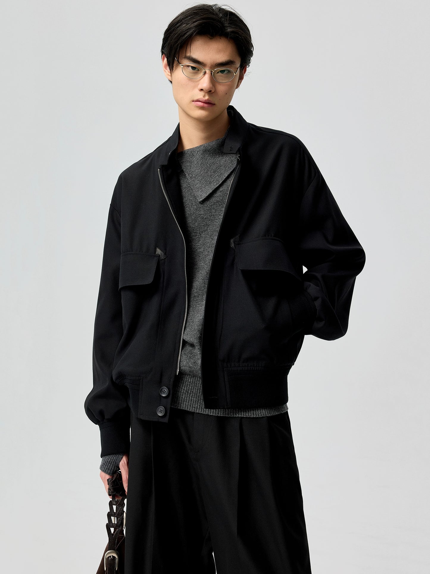 Band collar Wool Jacket