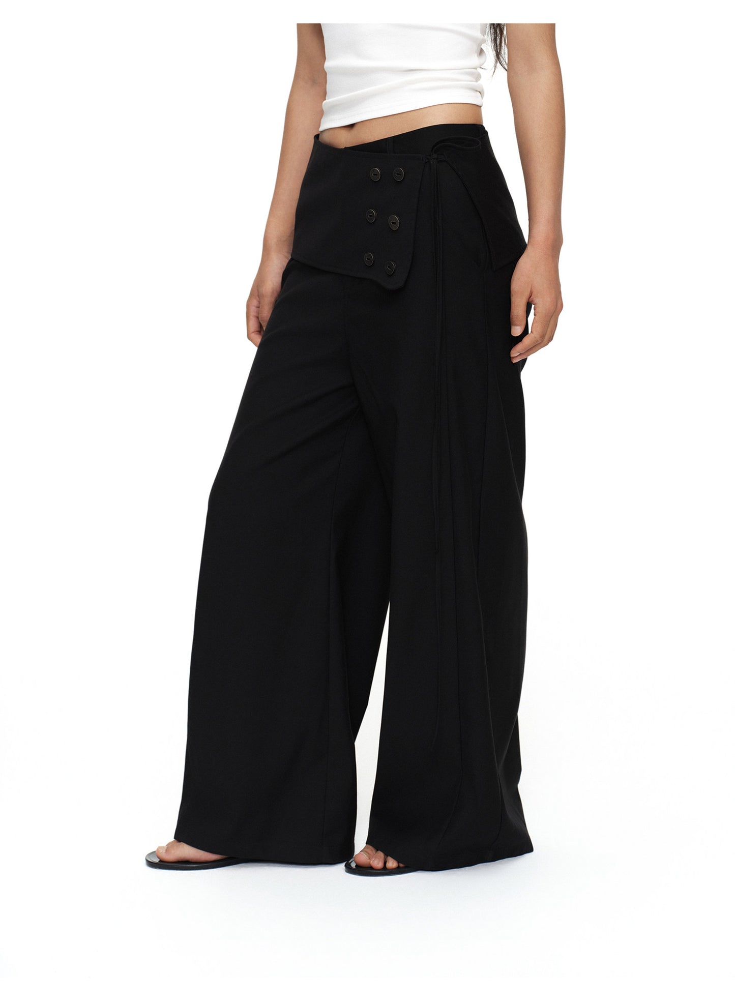 Button-down straight trousers