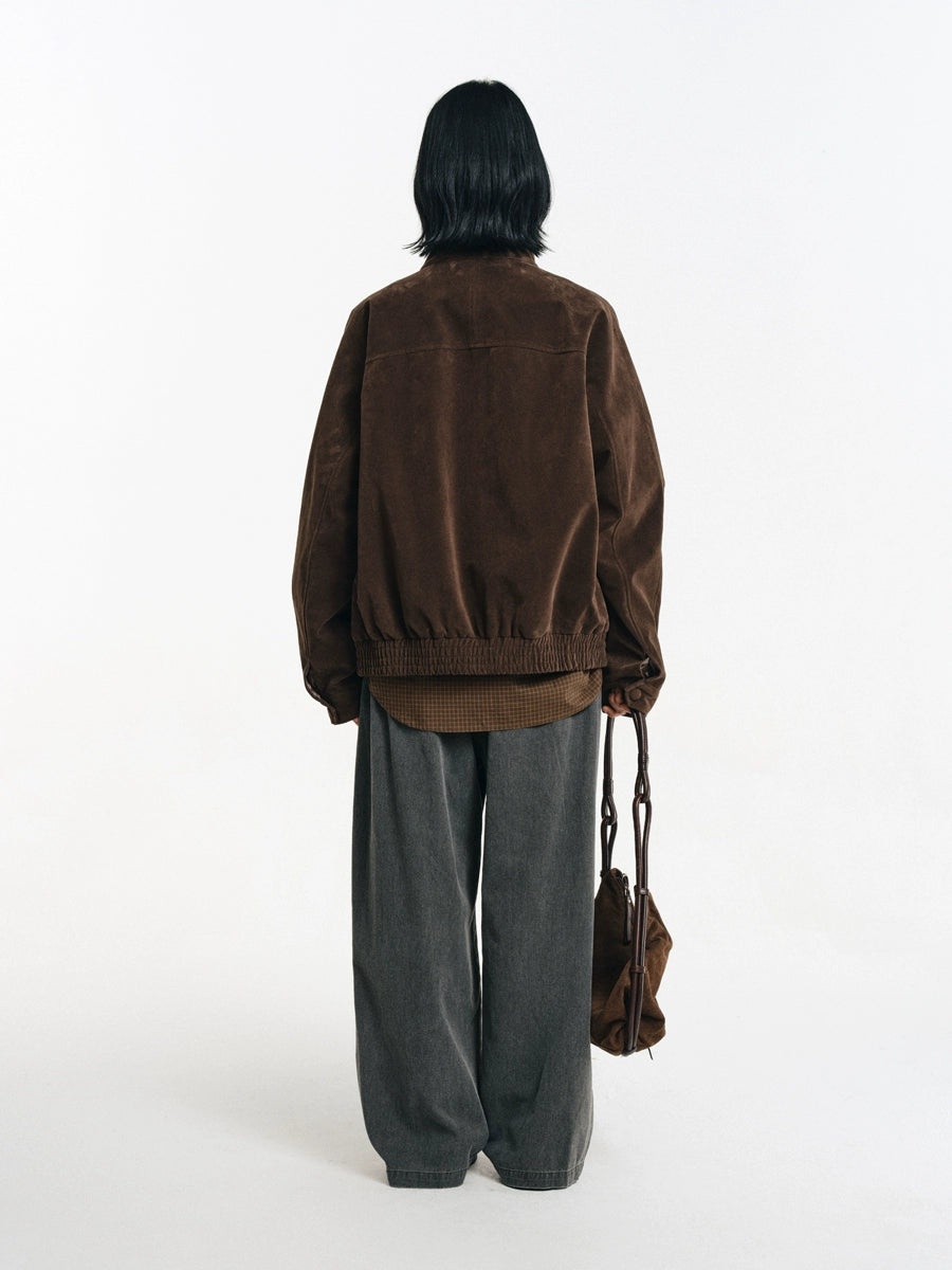 Suede Buckle Harrington jacket