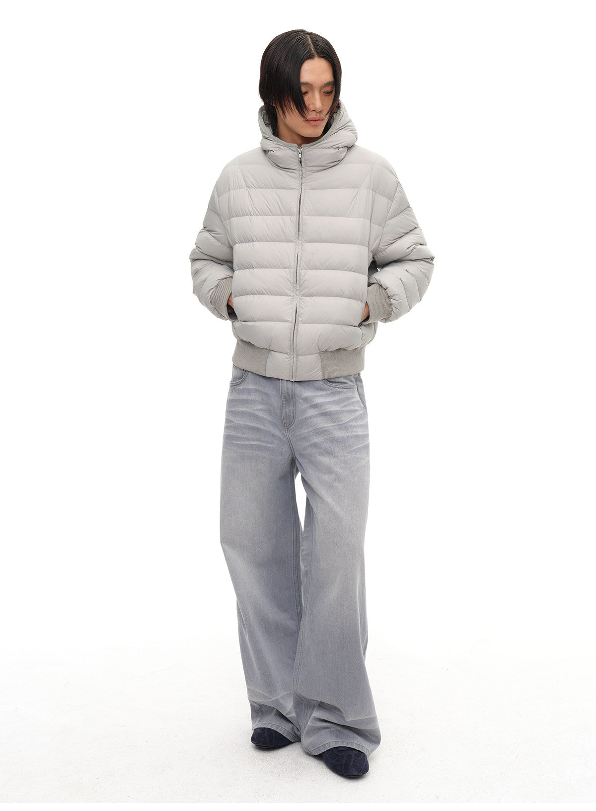 Loose Hooded Pork Rib Down Jacket