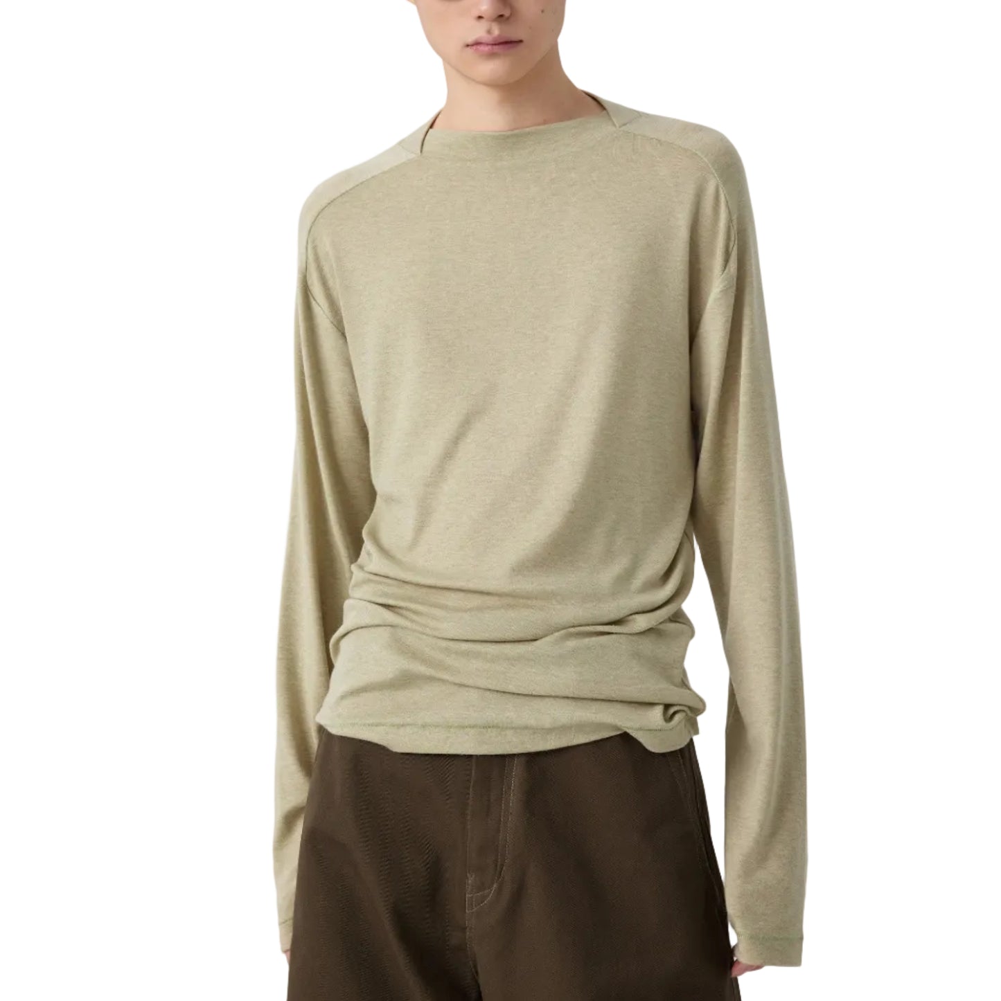 Straight Neck long-sleeved T-shirt