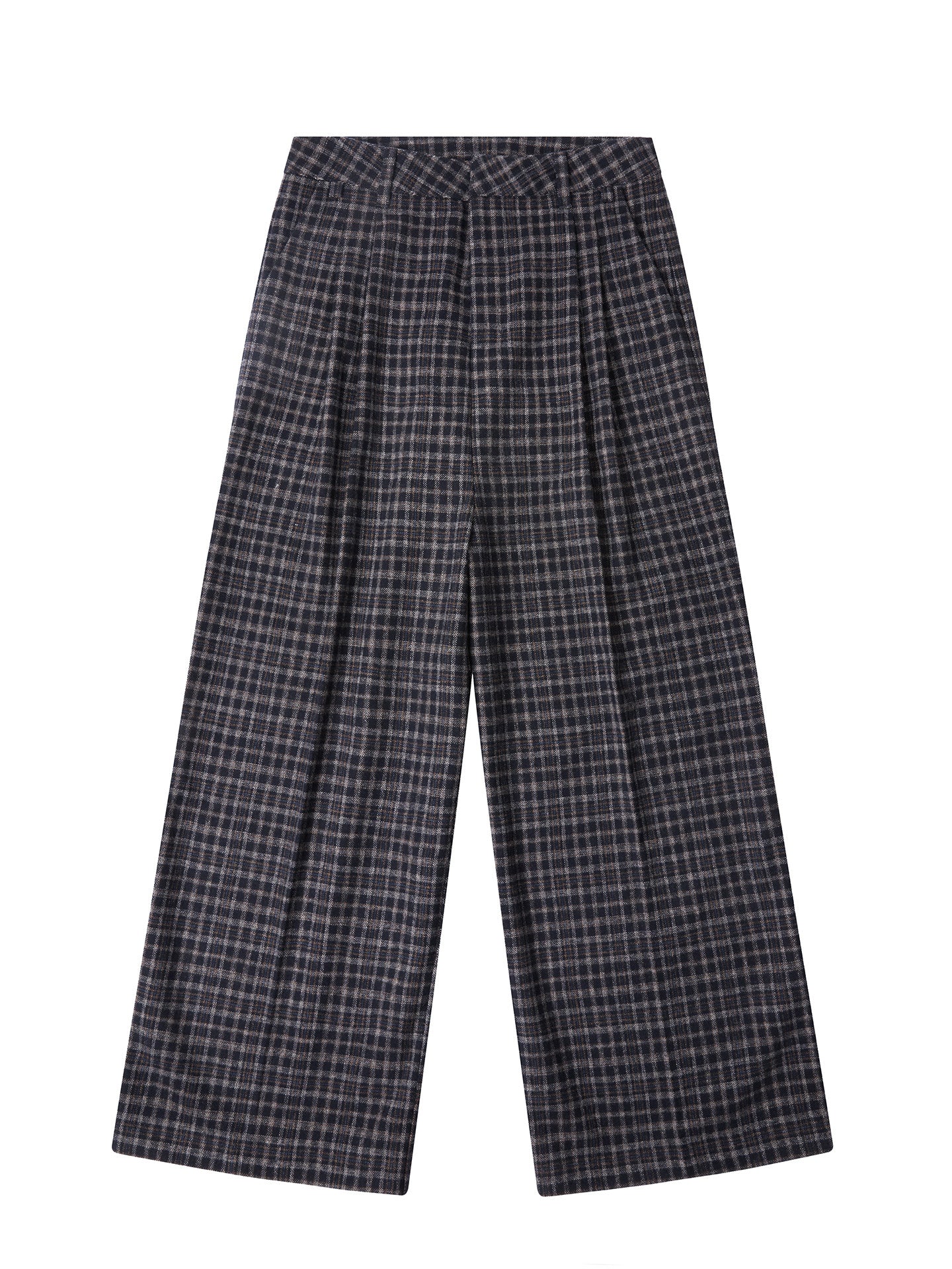 Plaid Wool Wide-Leg Pants